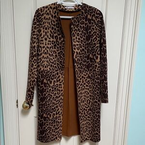 Zara sz XS Micro Suede open coat leopard animal print so soft LIKE NEW